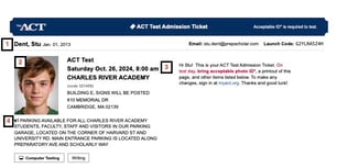 ACT Admission Ticket -- Annotated