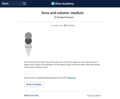 Khan Academy Math 3 Area and Volume