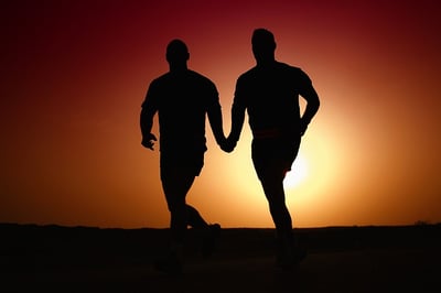 body-partner-men-sunset-running