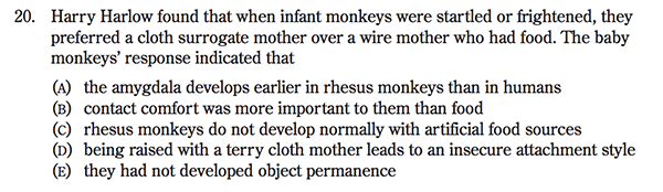 Ap psychology exam questions multiple choice