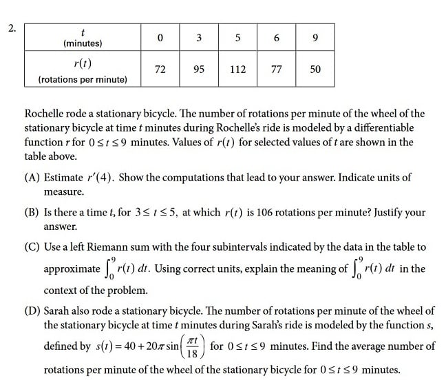 2012 sample questions multiple choice ap calculus ab