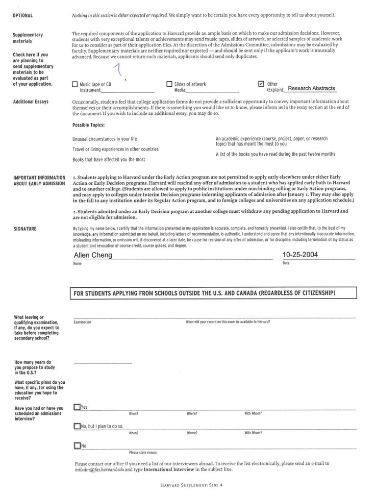 My Successful Harvard Application (Complete Common App + Supplement)