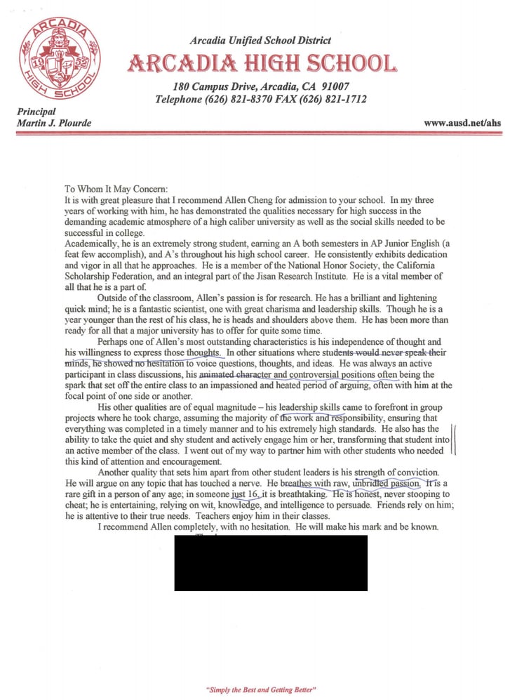 Sample Of Letter Of Recommendation For Undergraduate Students