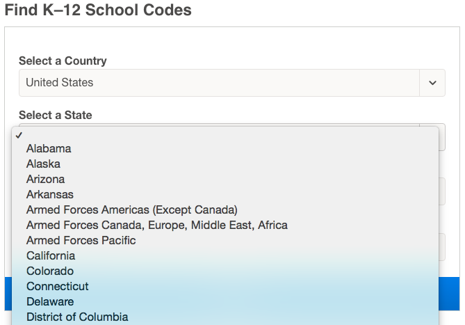 College board service zip code