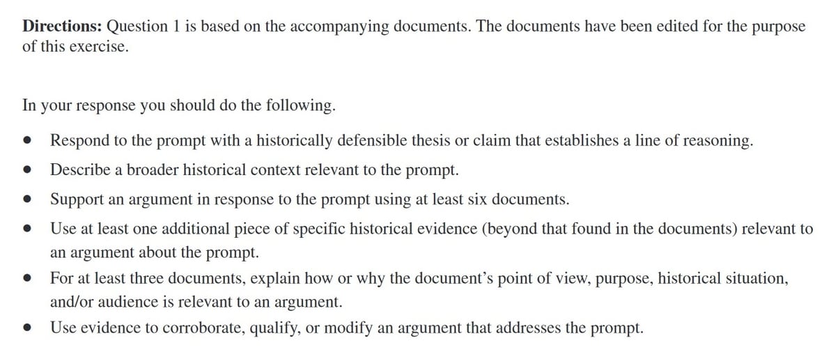 dbq thesis formula ap euro