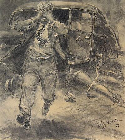 Beer control a car to crash one man die. This illustration meaning