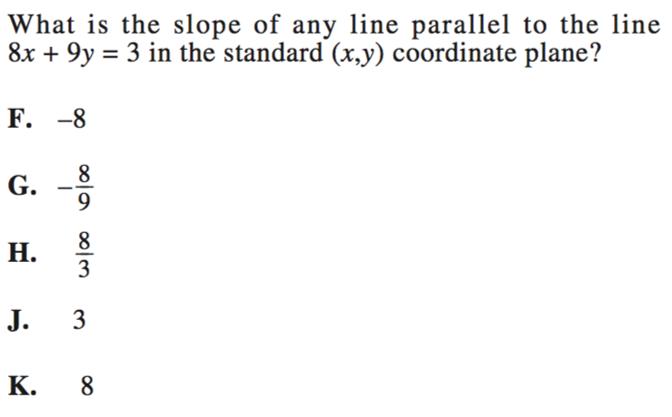 Lines And Slopes Act Math Geometry Review Practice First Let Us Re Write Our Equation Into Proper Slope Intercept Form