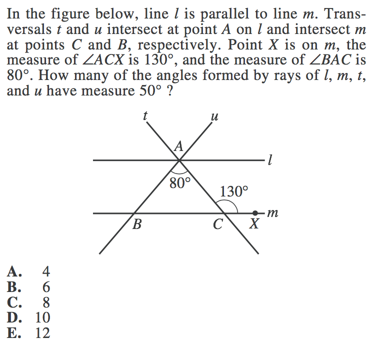Lines and Angles in ACT Math Review and Practice