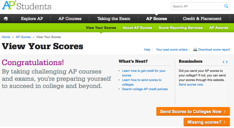 How To Send AP Scores To Colleges   Body APscores1 