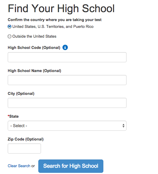 SAT High School Codes and Test Center Codes