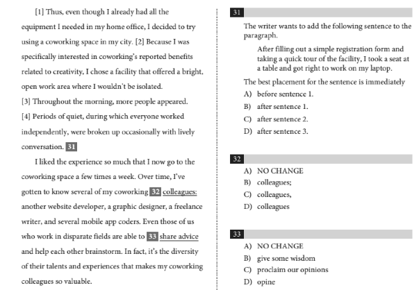 sat writing practice questions pdf